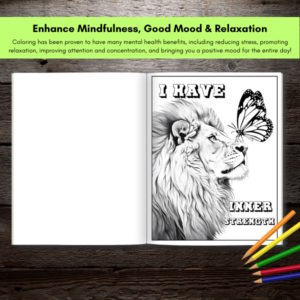 Adult coloring book for relaxation and stress relief coloring to calm anxiety relief lion uplifting quotes stasia petralia